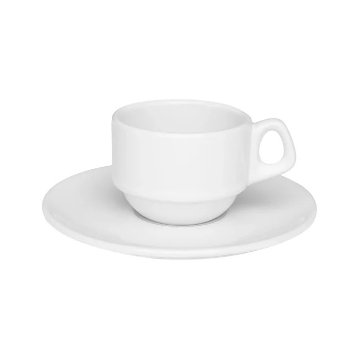 Xícara Café Empilhável c/ Pires Branco 75ml