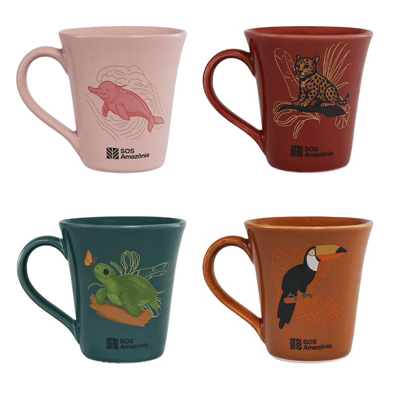 Conjunto 4 Canecas Tulipa 330 ml Protetores da Amazônia